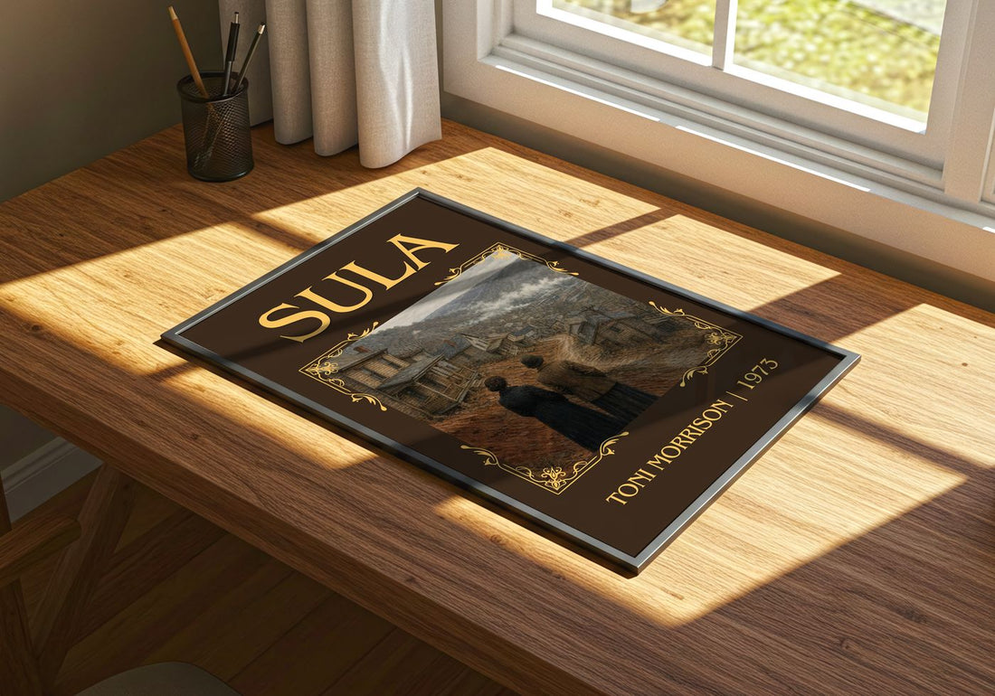 Sula Classic Book Art Print by Toni Morrison – print on a sunlit desk