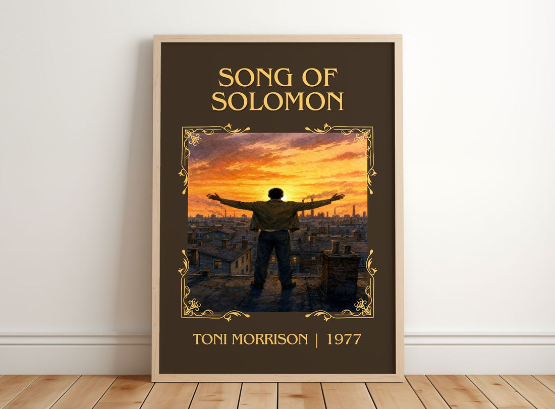 Song of Solomon Classic Book Art Print by Toni Morrison – framed print leaning on a wooden floor