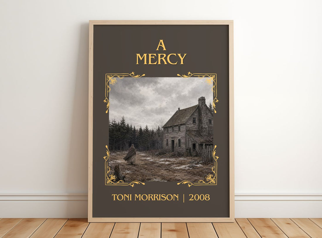 A Mercy Classic Book Art Print by Toni Morrison – framed print leaning on a wooden floor