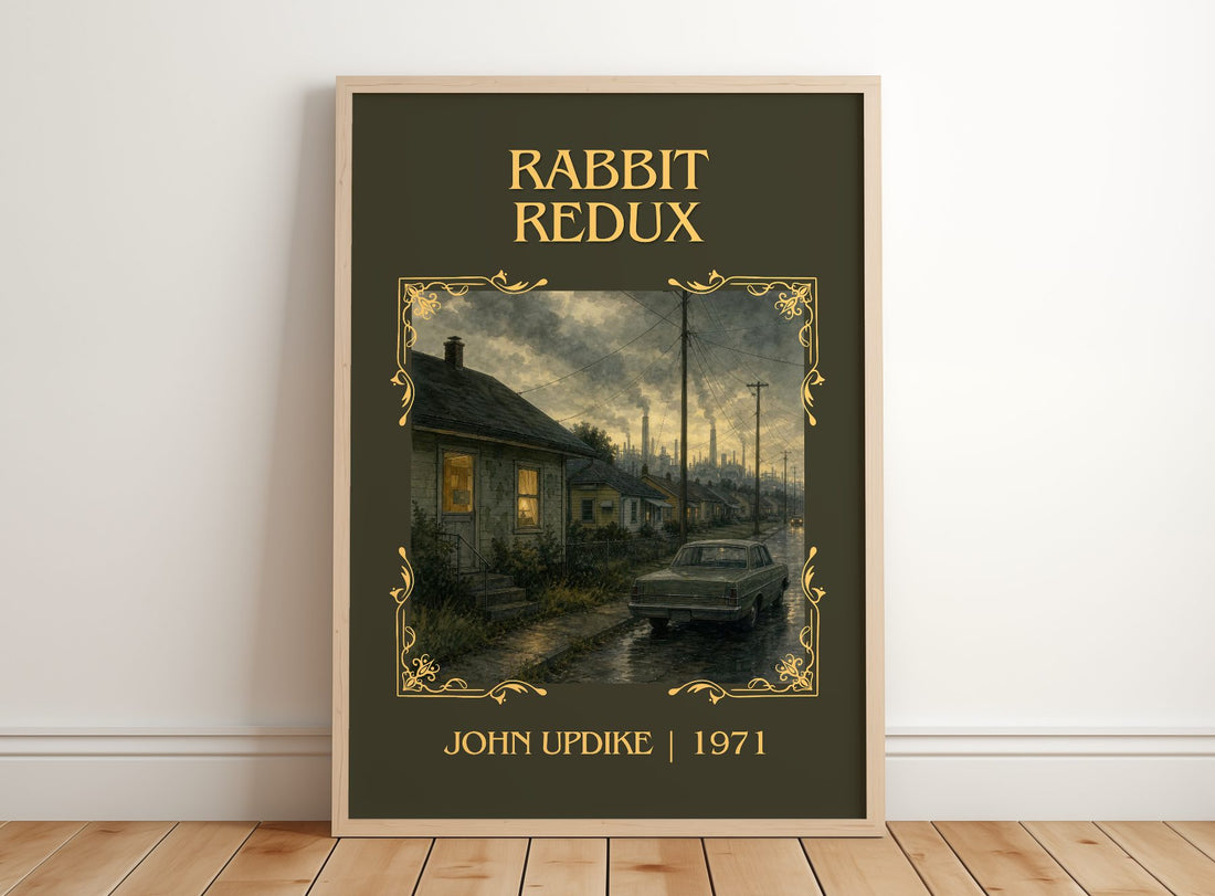 Rabbit Redux Classic Book Art Print by John Updike – framed print leaning on a wooden floor