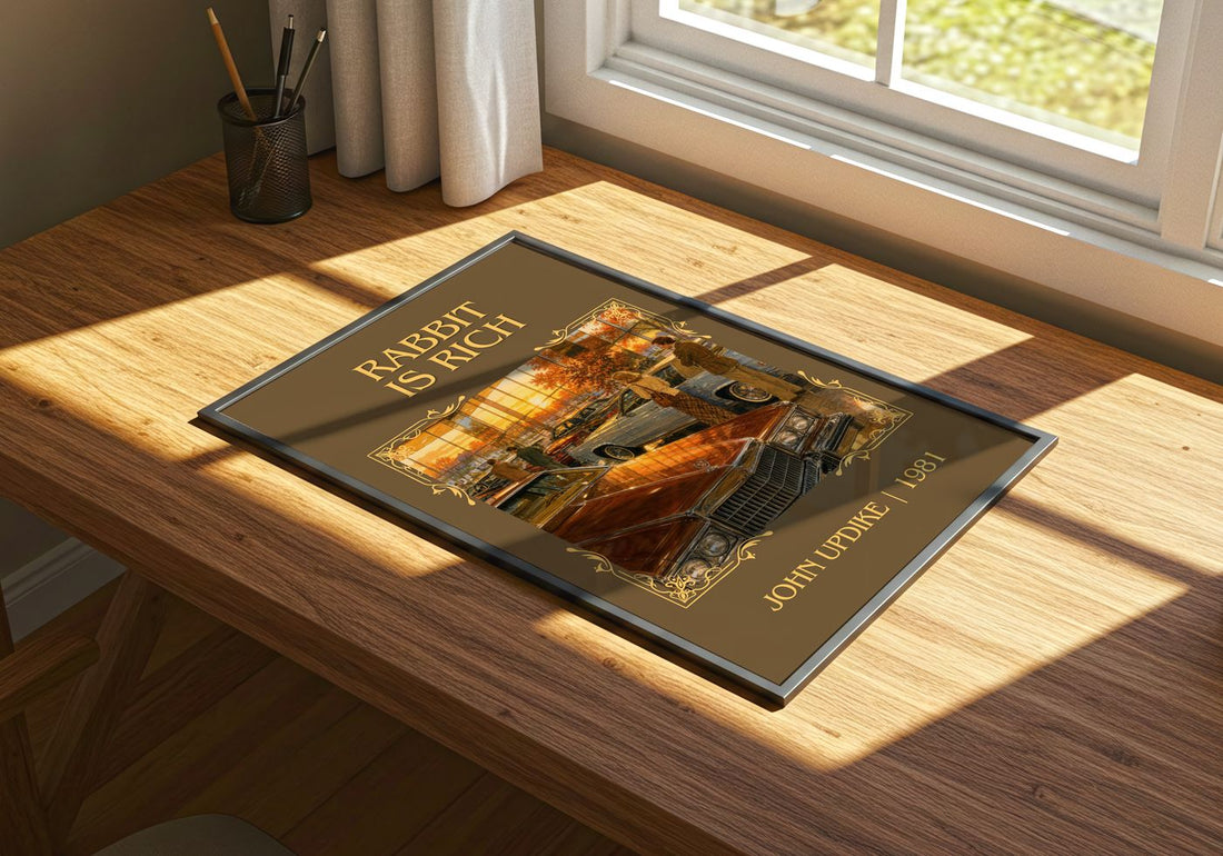 Rabbit Is Rich Classic Book Art Print by John Updike – print on a sunlit desk