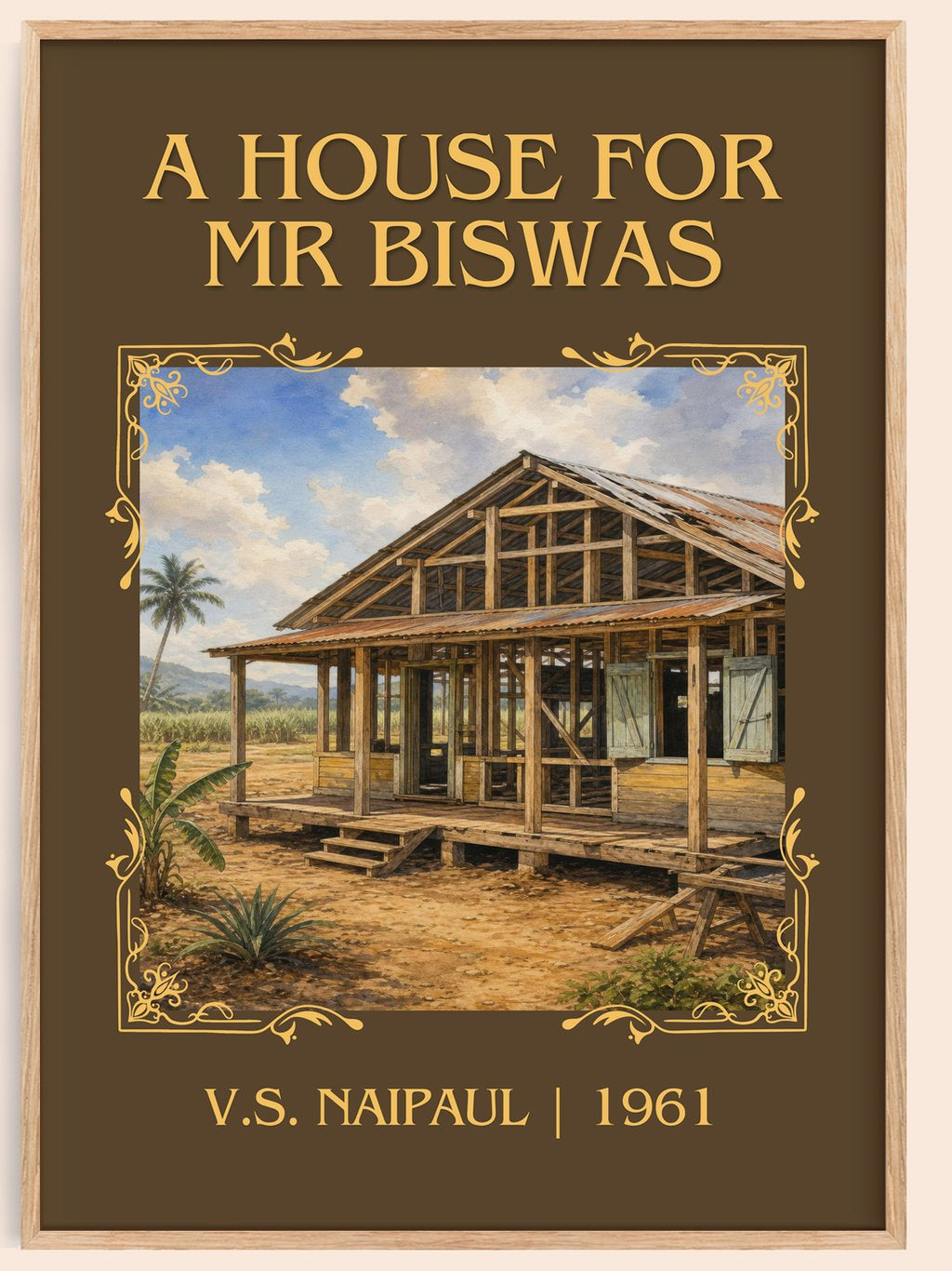 A House for Mr Biswas Classic Book Art Print by V.S. Naipaul – book poster
