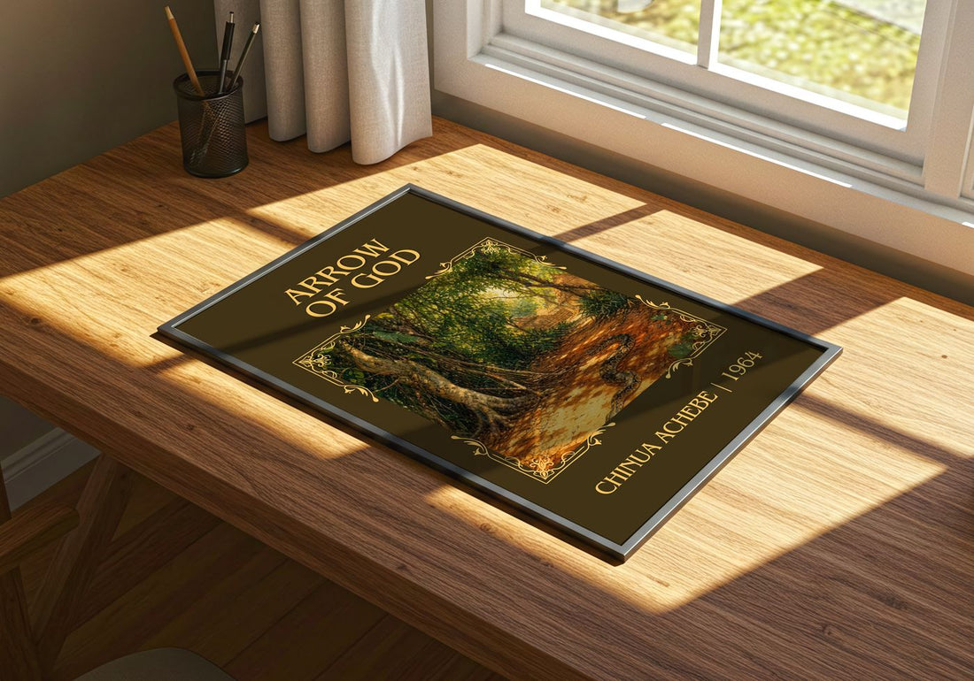 Arrow of God Classic Book Art Print by Chinua Achebe – print on a sunlit desk