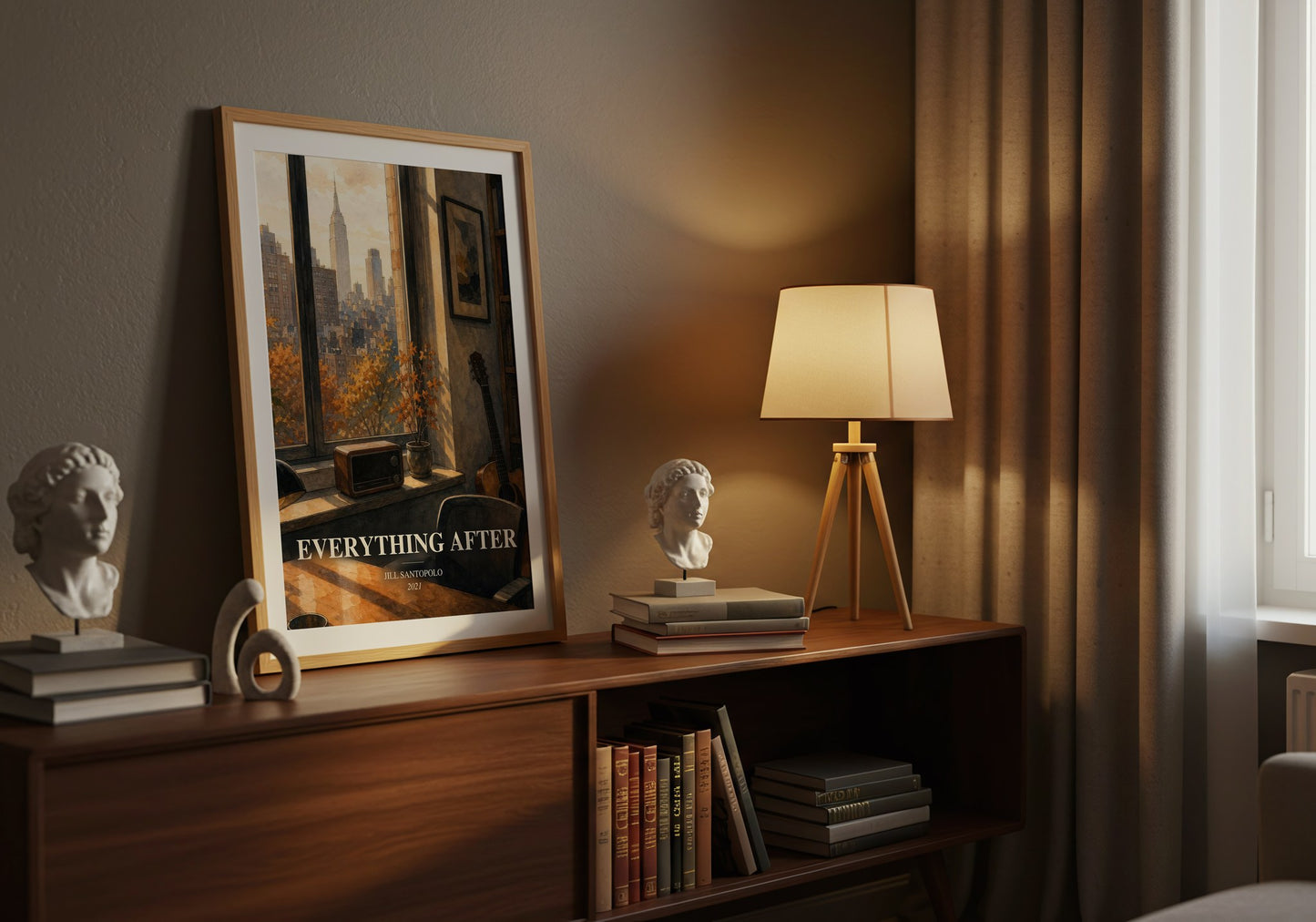 Everything After watercolour print on bookshelf – Jill Santopolo fan gift