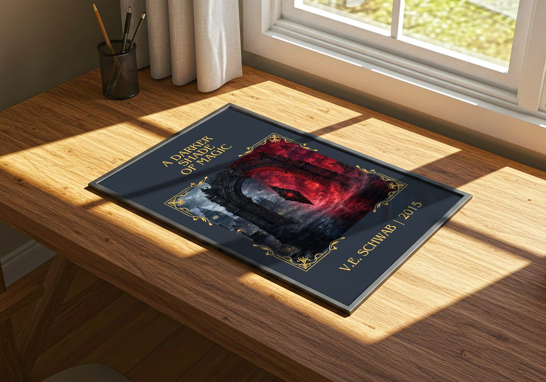 A Darker Shade of Magic Classic Book Art Print by V.E. Schwab – print on a sunlit desk
