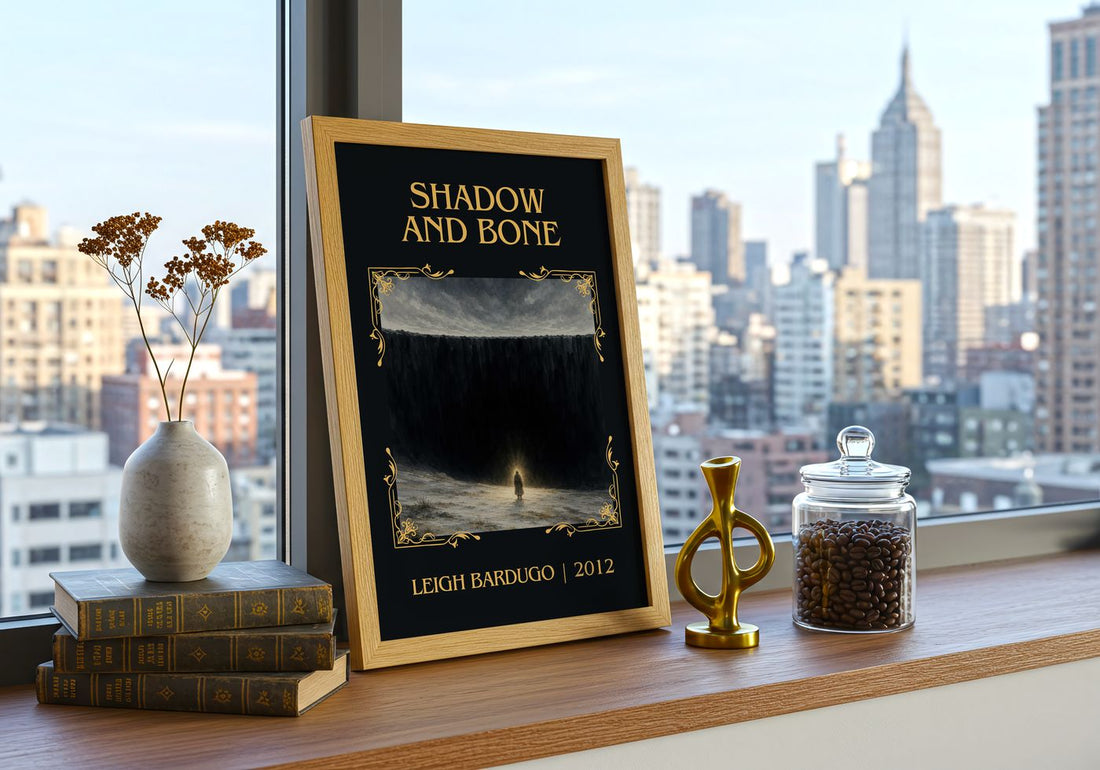 Shadow and Bone Classic Book Art Print by Leigh Bardugo – framed print on a city-view windowsill