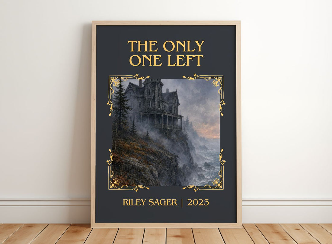 The Only One Left Classic Book Art Print by Riley Sager – framed print leaning on a wooden floor