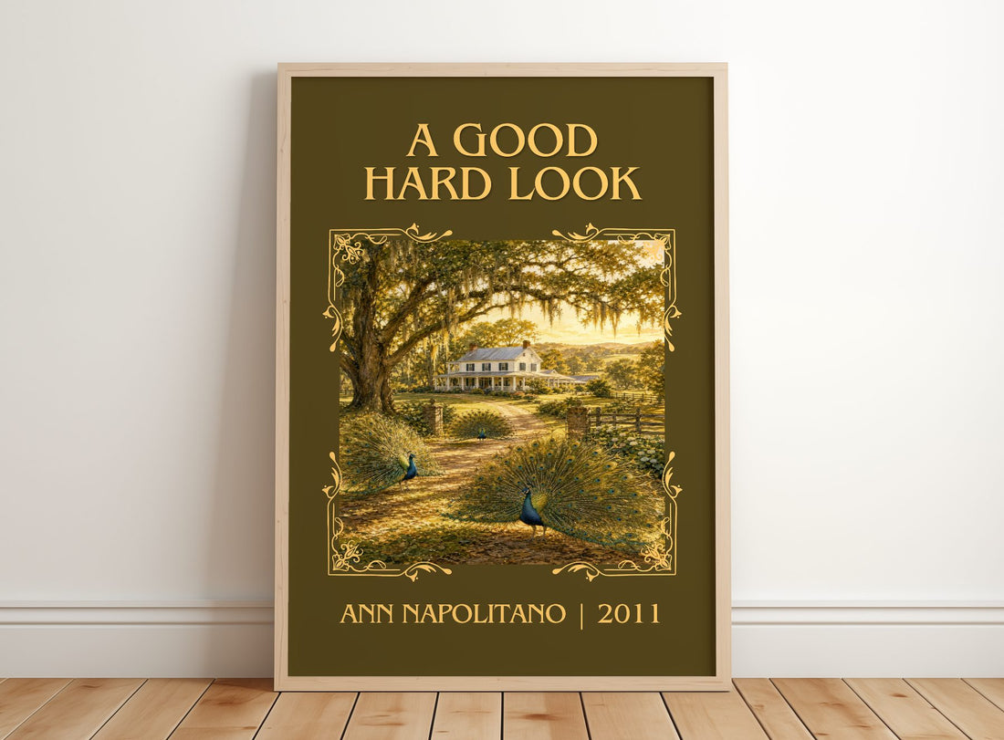 A Good Hard Look Classic Book Art Print by Ann Napolitano – framed print leaning on a wooden floor
