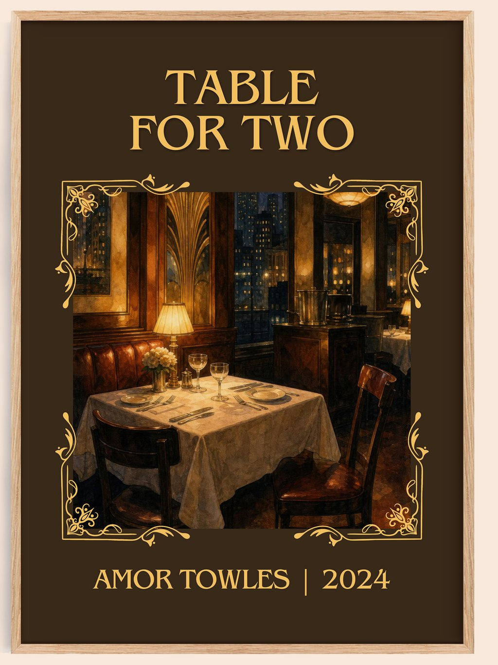 Table for Two Classic Book Art Print by Amor Towles – book poster