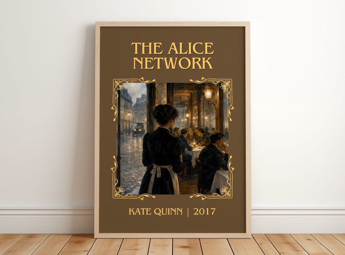 The Alice Network Classic Book Art Print by Kate Quinn – framed print leaning on a wooden floor