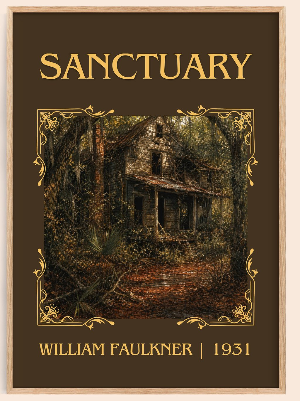 Sanctuary Classic Book Art Print by William Faulkner – book poster
