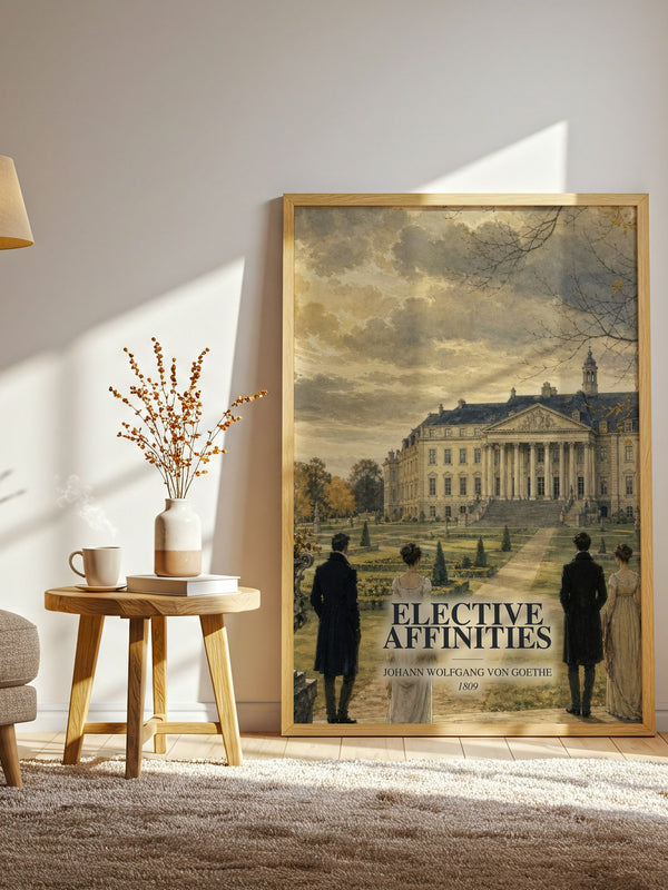 Elective Affinities watercolour print in frame leaning in hallway – classic literature wall art