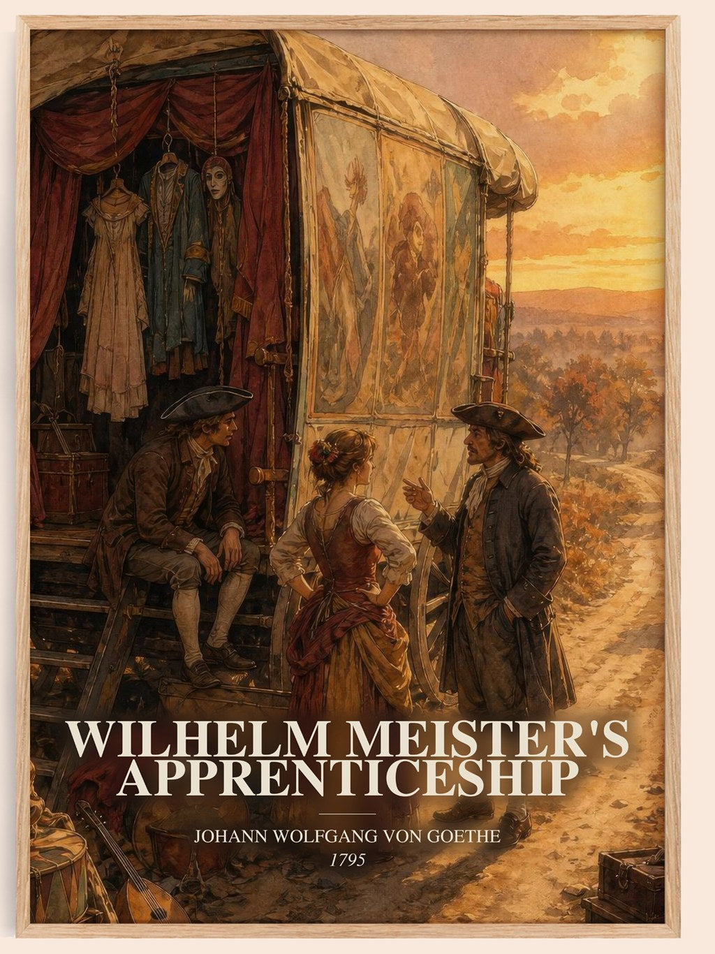 Wilhelm Meister'S Apprenticeship watercolour book poster by Johann Wolfgang Von Goethe – framed literary art print