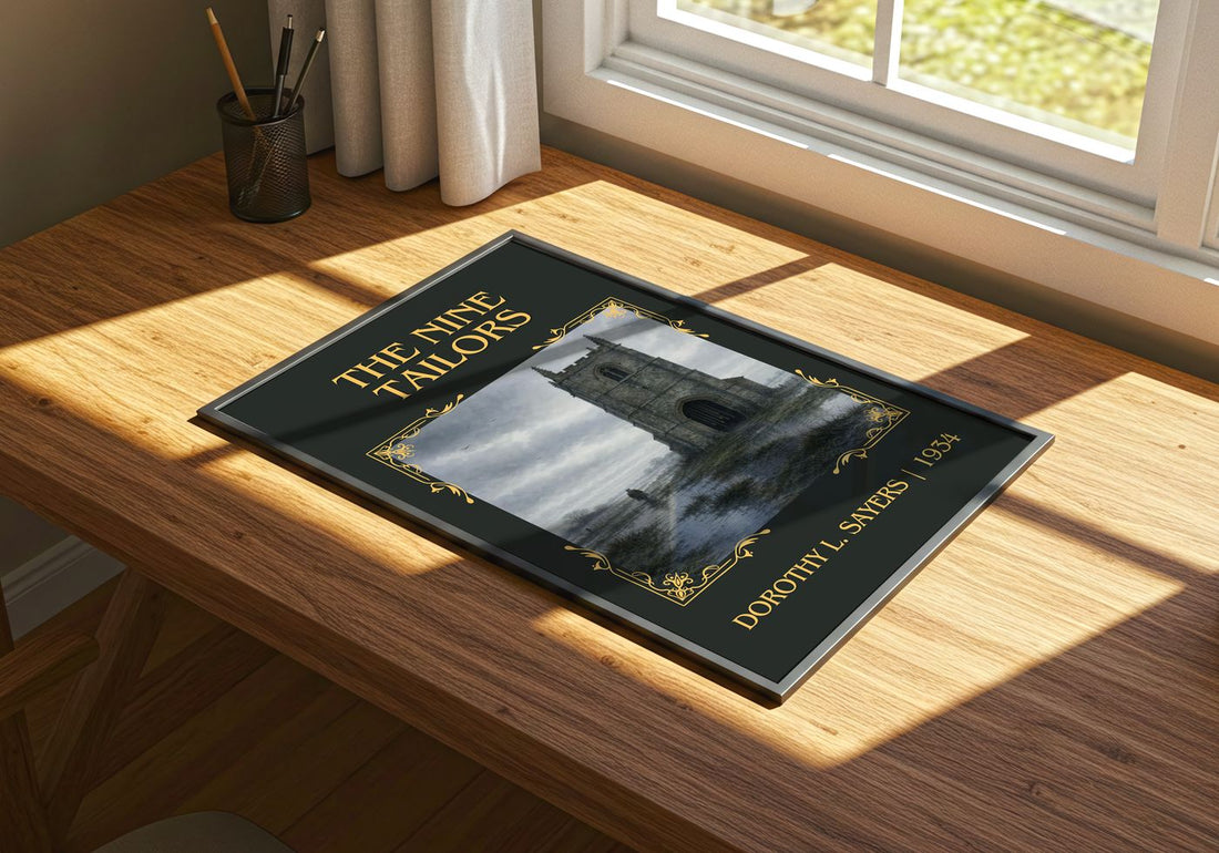 The Nine Tailors Classic Book Art Print by Dorothy L. Sayers – print on a sunlit desk
