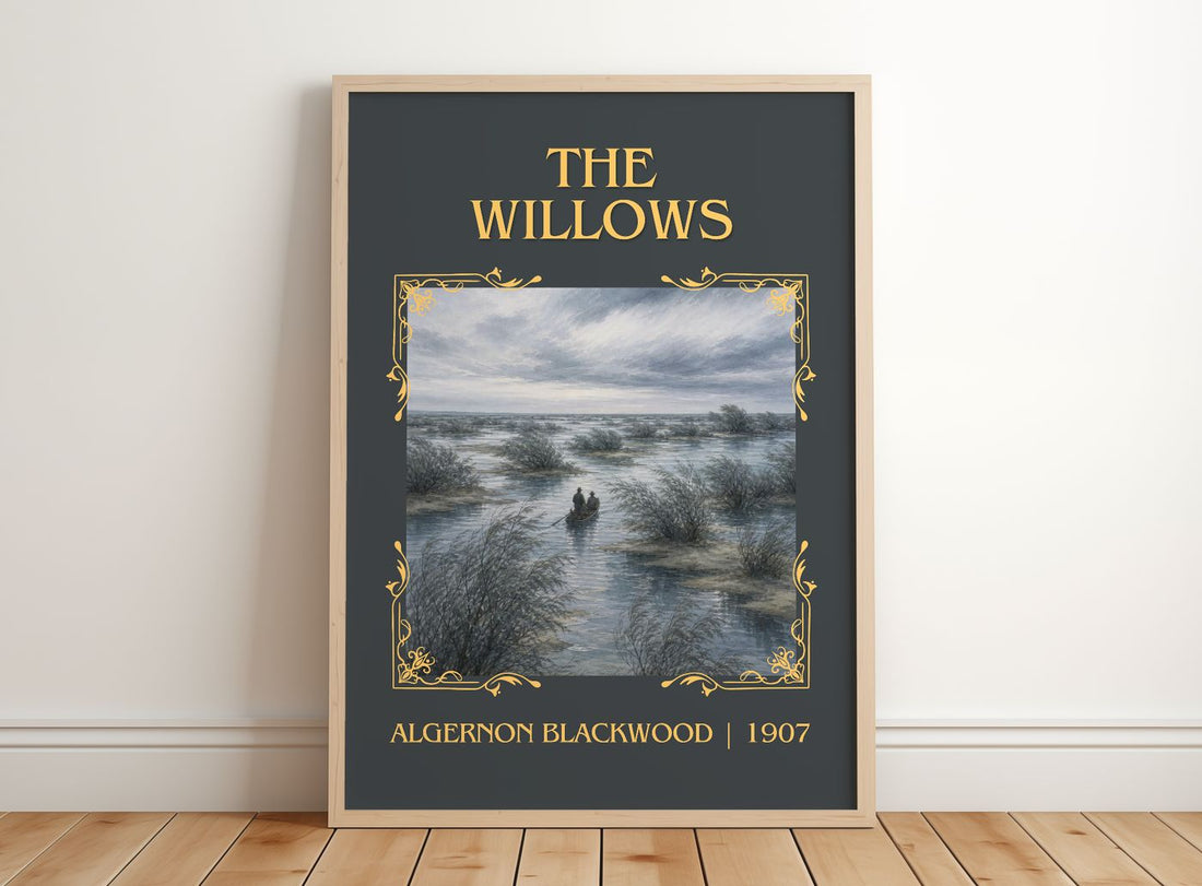 The Willows Classic Book Art Print by Algernon Blackwood – framed print leaning on a wooden floor