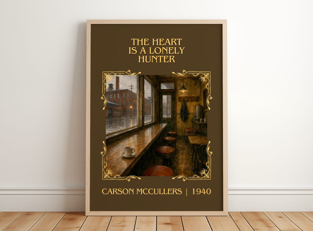 Heart Is a Lonely Hunter Classic Book Art Print by Carson McCullers – framed print leaning on a wooden floor