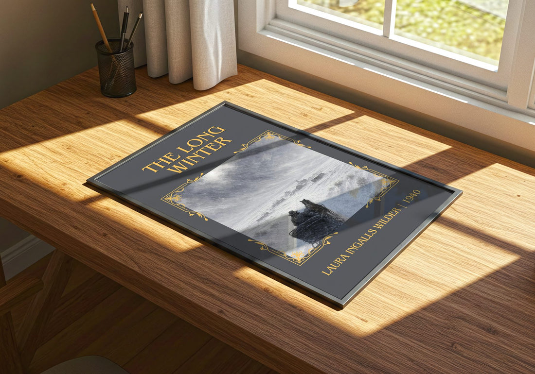 The Long Winter Classic Book Art Print by Laura Ingalls Wilder – print on a sunlit desk