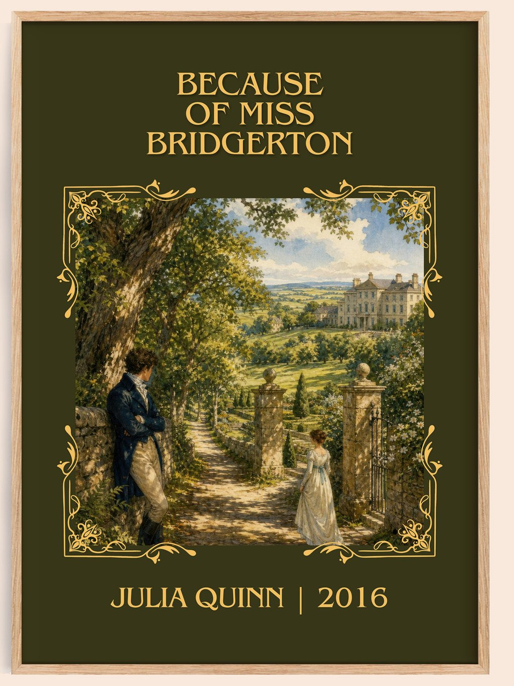 Because of Miss Bridgerton Classic Book Art Print by Julia Quinn – book poster