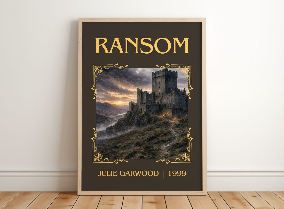 Ransom Classic Book Art Print by Julie Garwood – framed print leaning on a wooden floor