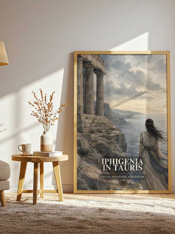 Iphigenia In Tauris watercolour print in frame leaning in hallway – classic literature wall art