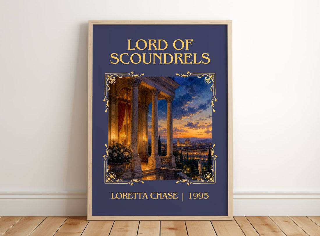 Lord of Scoundrels Classic Book Art Print by Loretta Chase – framed print leaning on a wooden floor