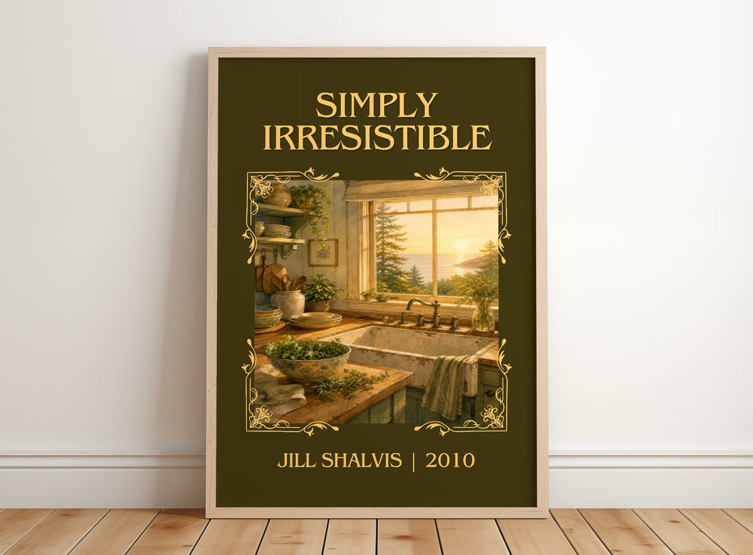 Simply Irresistible Classic Book Art Print by Jill Shalvis – framed print leaning on a wooden floor