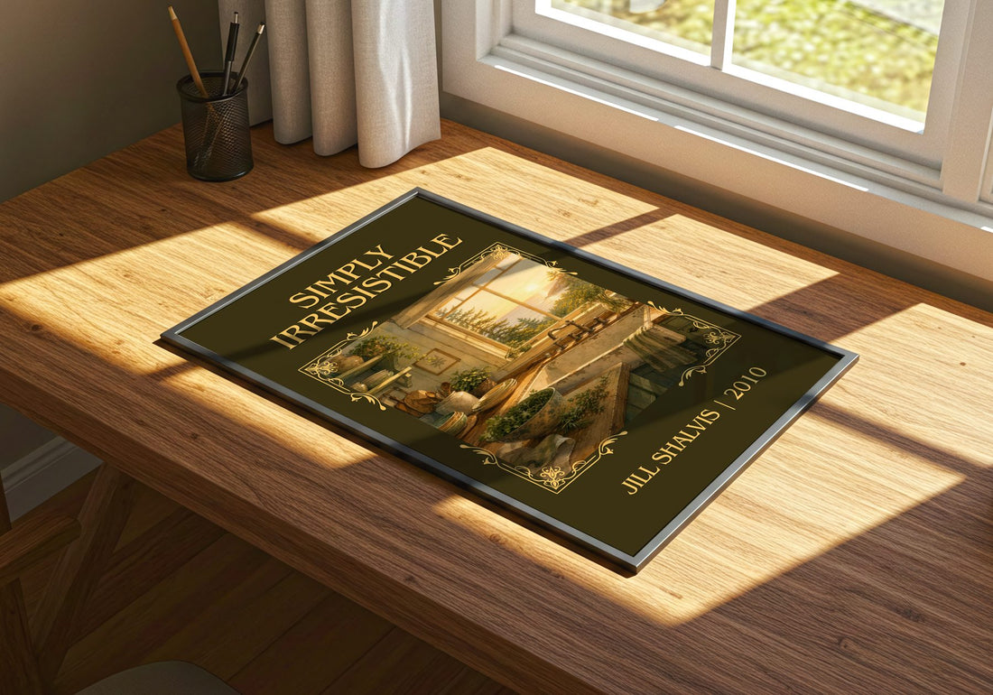 Simply Irresistible Classic Book Art Print by Jill Shalvis – print on a sunlit desk