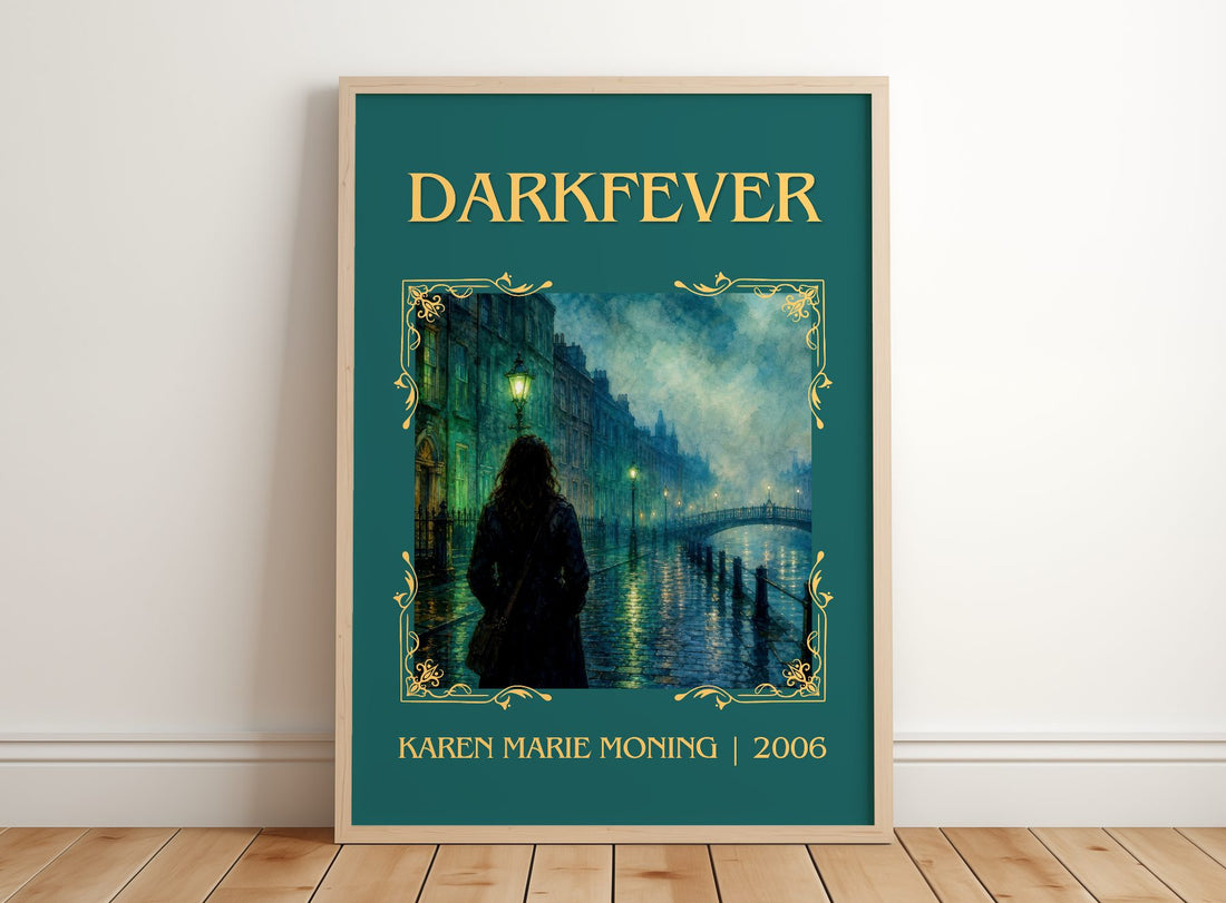 Darkfever Classic Book Art Print by Karen Marie Moning – framed print leaning on a wooden floor