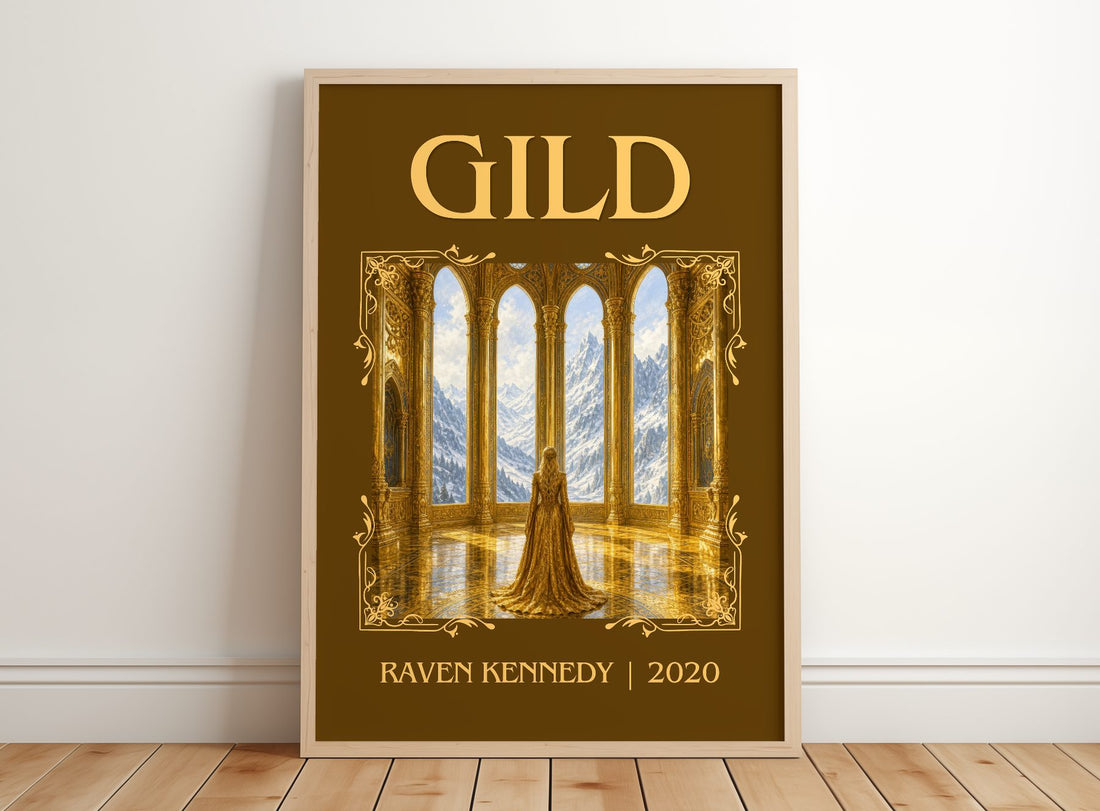Gild Classic Book Art Print by Raven Kennedy – framed print leaning on a wooden floor