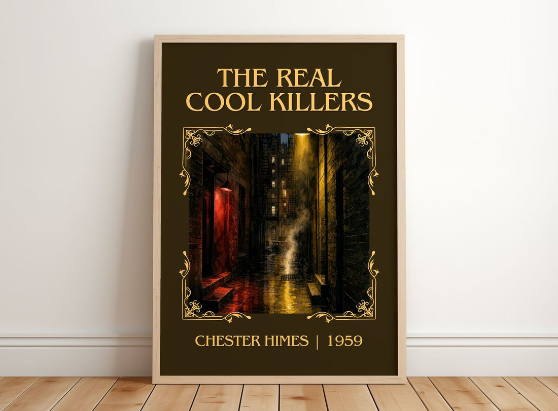 The Real Cool Killers Classic Book Art Print by Chester Himes – framed print leaning on a wooden floor