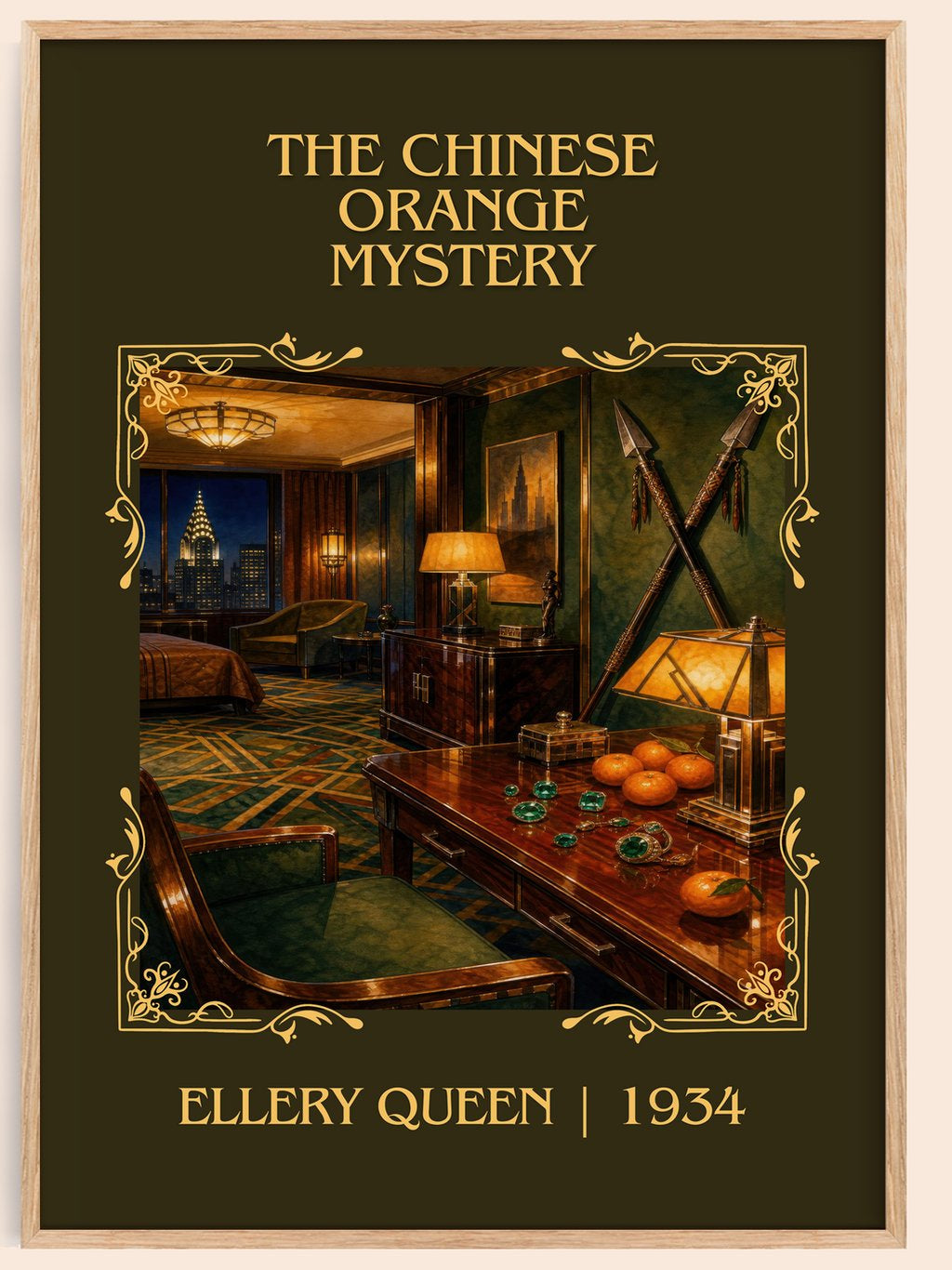 The Chinese Orange Mystery Classic Book Art Print by Ellery Queen – book poster