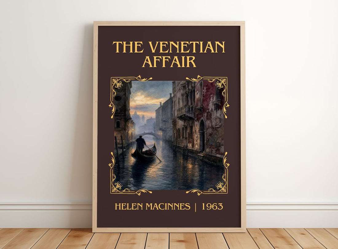 The Venetian Affair Classic Book Art Print by Helen MacInnes – framed print leaning on a wooden floor