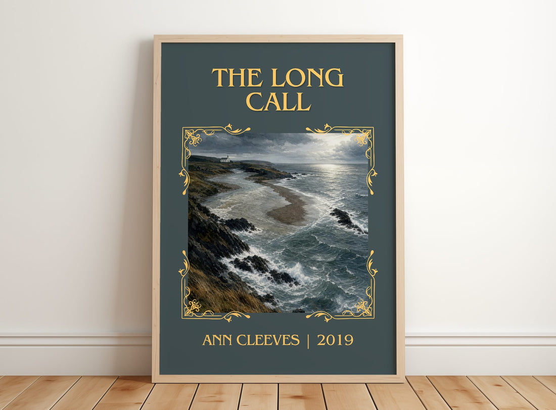 The Long Call Classic Book Art Print by Ann Cleeves – framed print leaning on a wooden floor