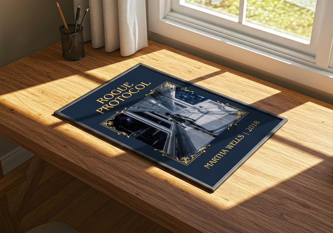 Rogue Protocol Classic Book Art Print by Martha Wells – print on a sunlit desk