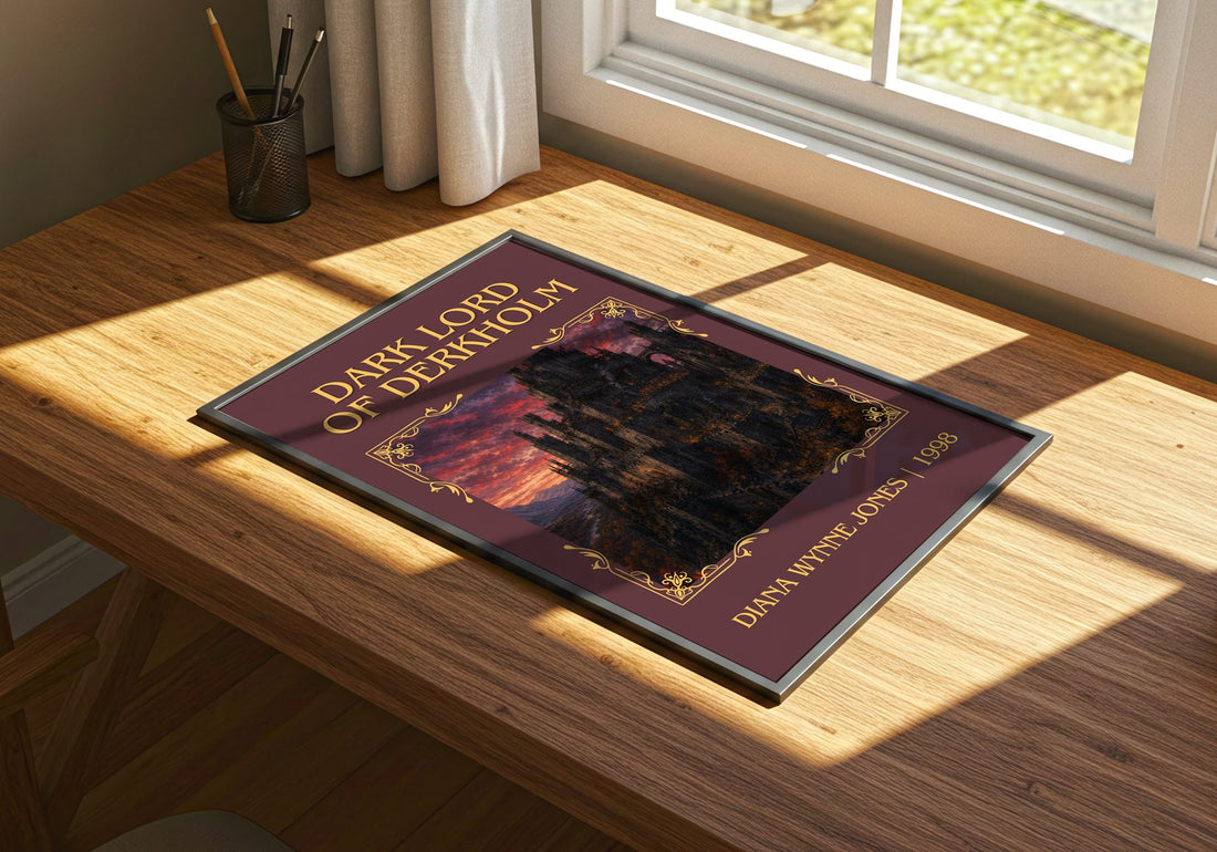 Dark Lord of Derkholm Classic Book Art Print by Diana Wynne Jones – print on a sunlit desk