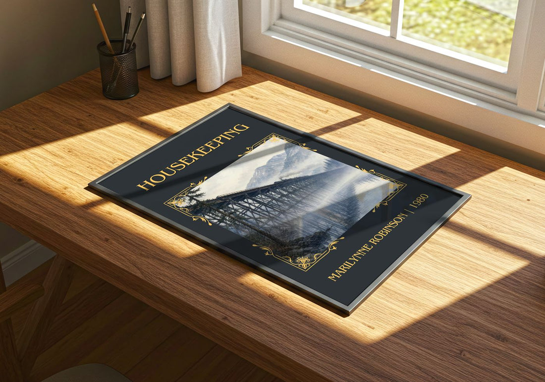 Housekeeping Classic Book Art Print by Marilynne Robinson – print on a sunlit desk