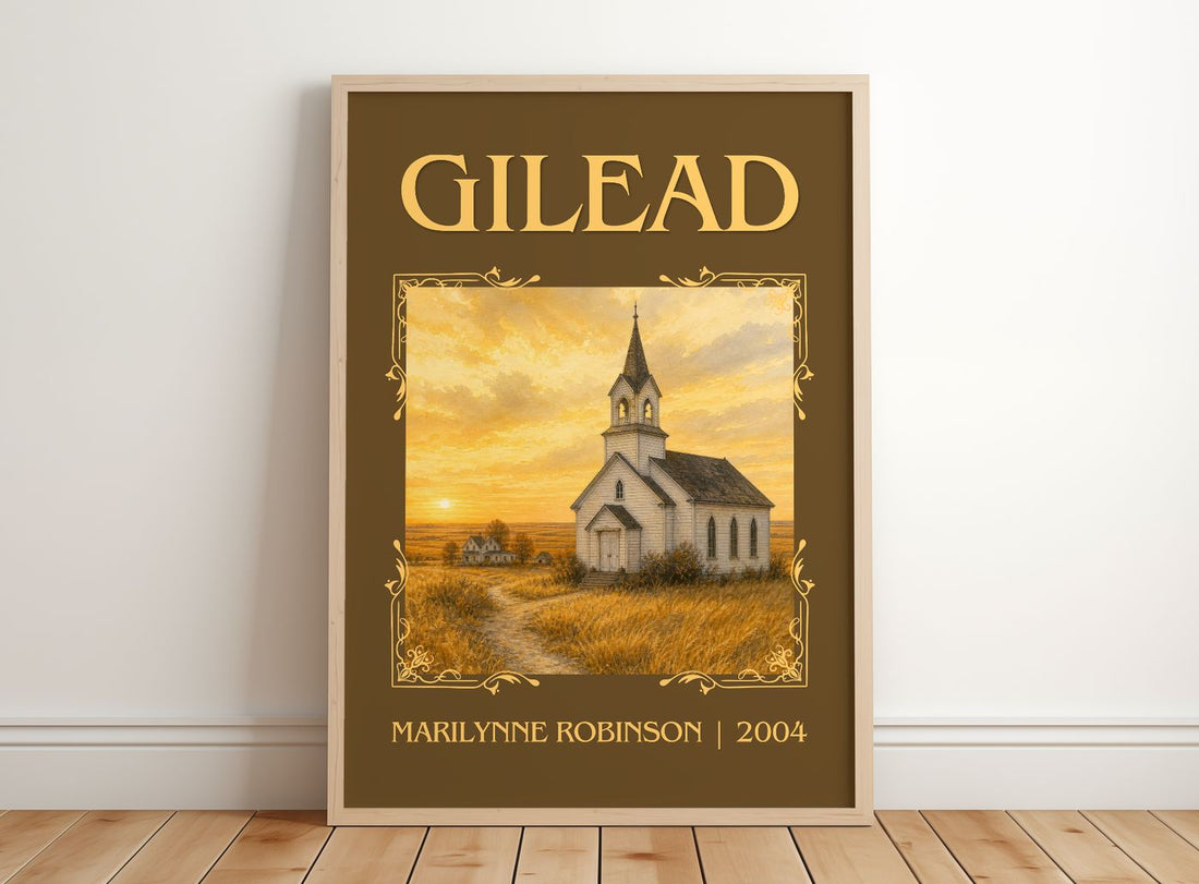 Gilead Classic Book Art Print by Marilynne Robinson – framed print leaning on a wooden floor