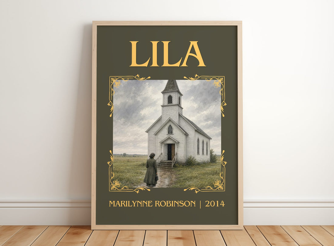 Lila Classic Book Art Print by Marilynne Robinson – framed print leaning on a wooden floor