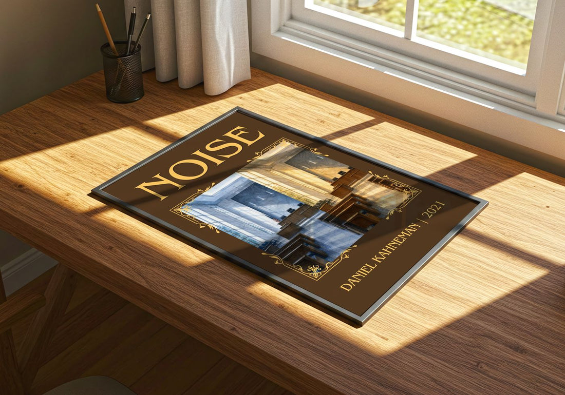 Noise Classic Book Art Print by Daniel Kahneman – print on a sunlit desk