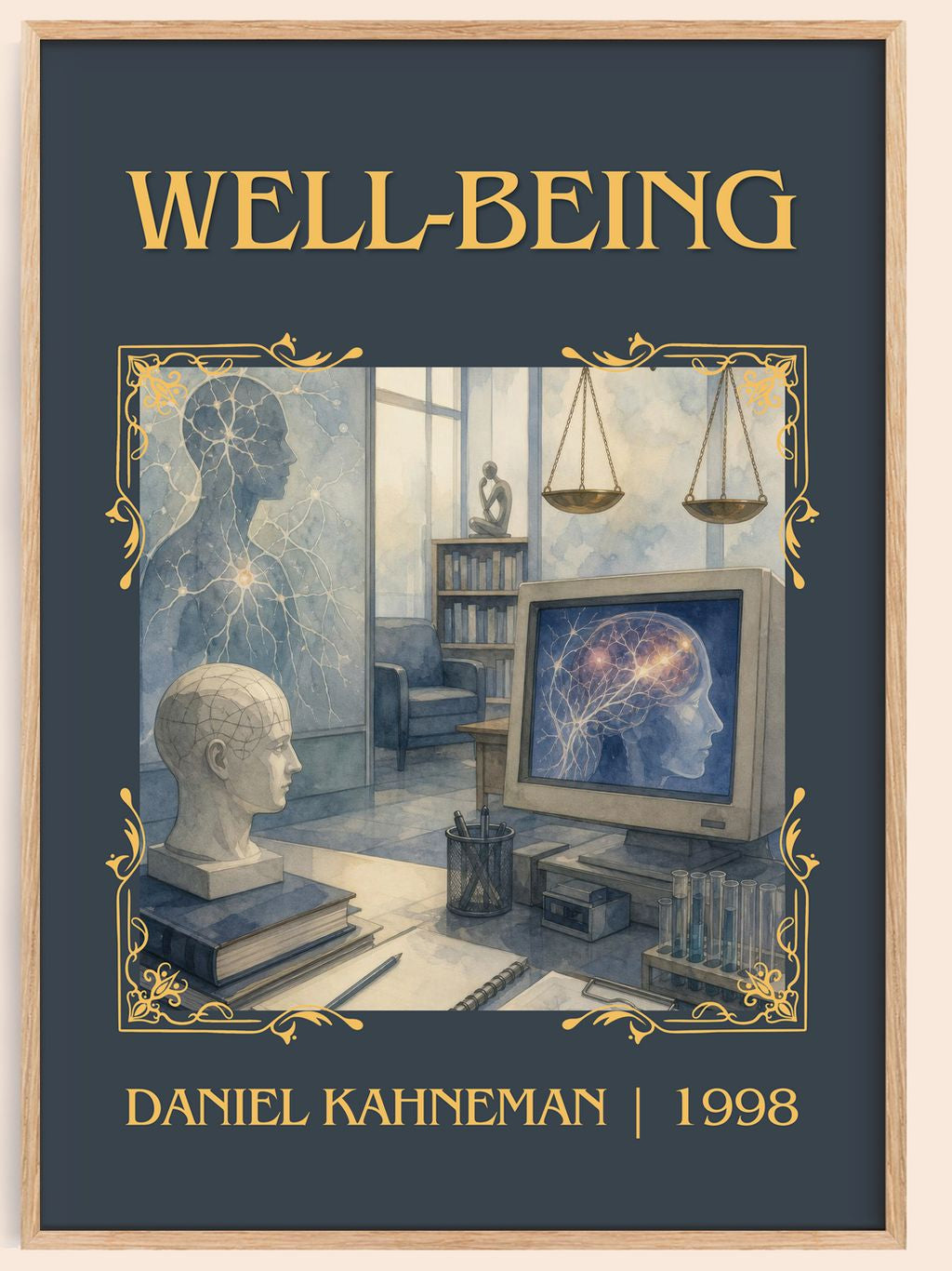 Well-being Classic Book Art Print by Daniel Kahneman – book poster
