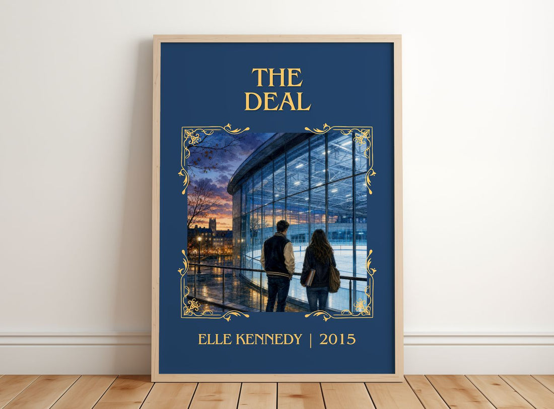 The Deal Classic Book Art Print by Elle Kennedy – framed print leaning on a wooden floor