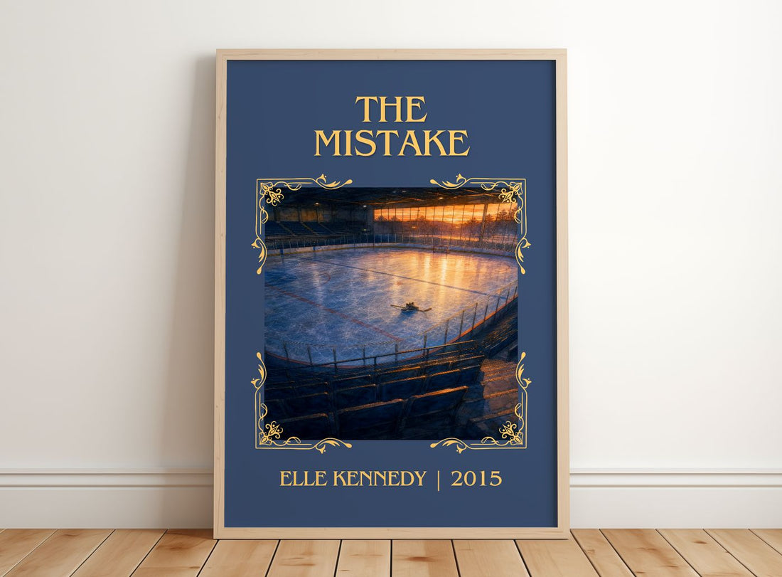 The Mistake Classic Book Art Print by Elle Kennedy – framed print leaning on a wooden floor