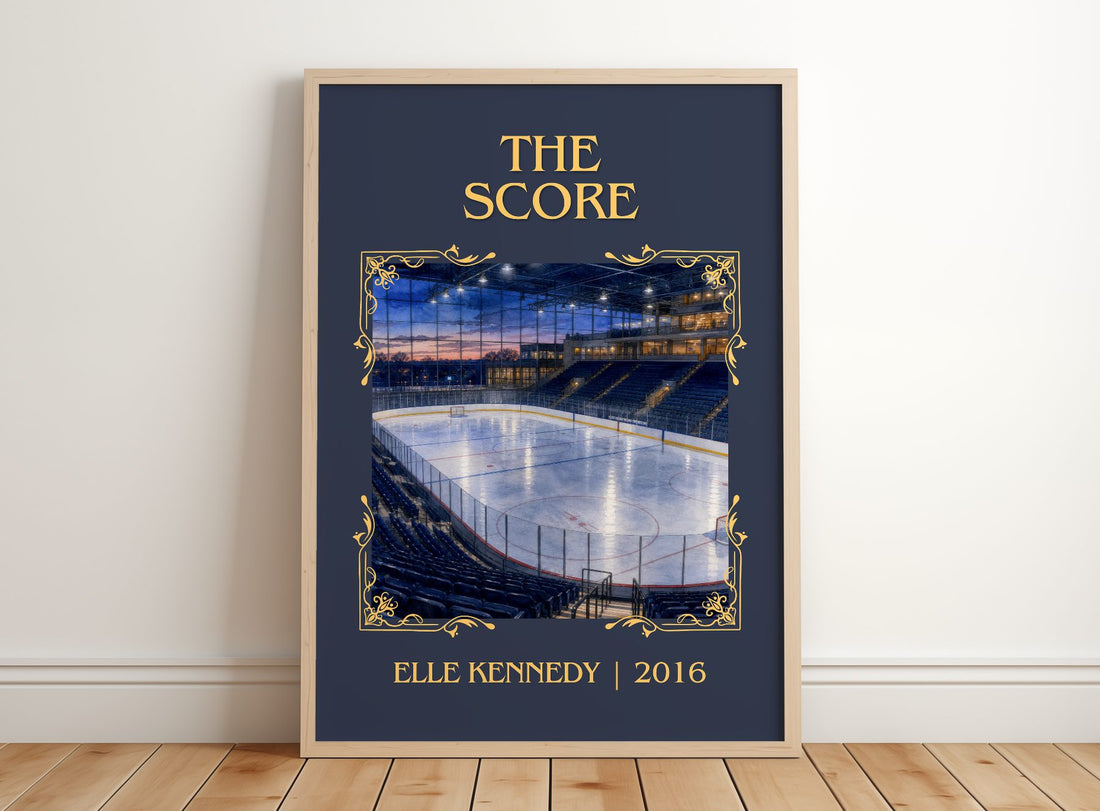 The Score Classic Book Art Print by Elle Kennedy – framed print leaning on a wooden floor