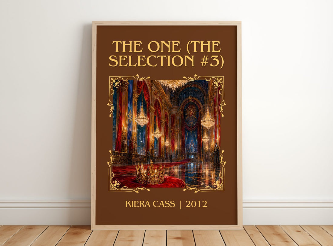 The One (The Selection #3) Classic Book Art Print by Kiera Cass – framed print leaning on a wooden floor