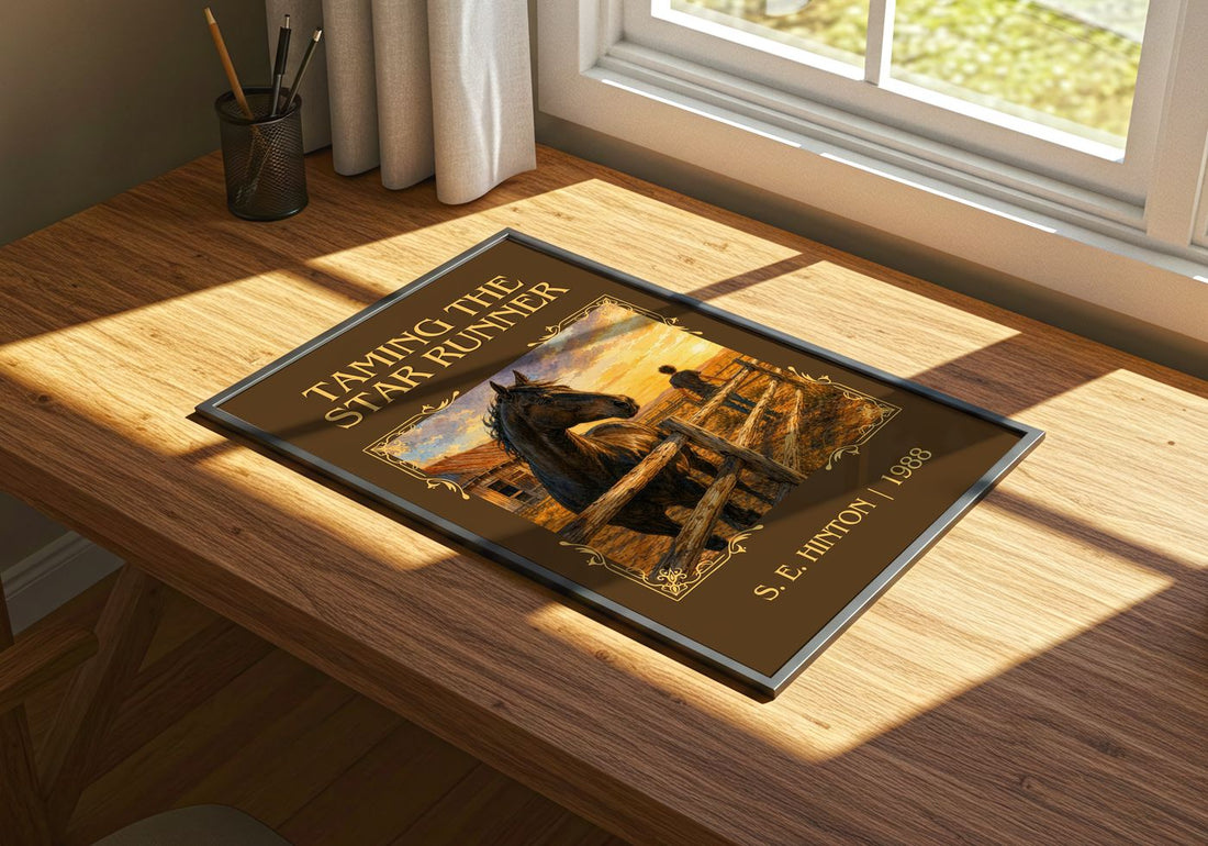 Taming the Star Runner Classic Book Art Print by S. E. Hinton – print on a sunlit desk