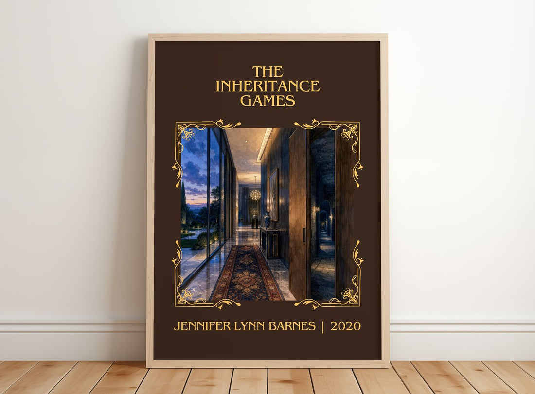 The Inheritance Games Classic Book Art Print by Jennifer Lynn Barnes – framed print leaning on a wooden floor