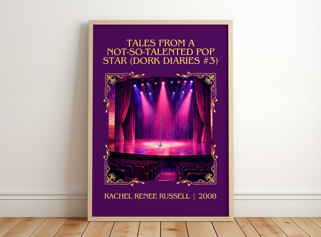Tales from a Not-so-talented Pop Star (Dork Diaries #3) Classic Book Art Print by Rachel Renée Russell – framed print leaning on a wooden floor