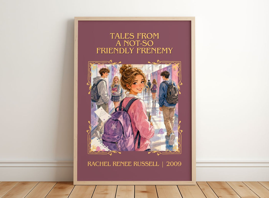 Tales from a Not-So Friendly Frenemy Classic Book Art Print by Rachel Renée Russell – framed print leaning on a wooden floor