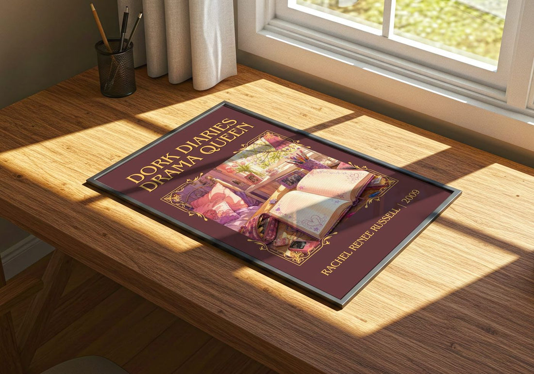 Dork Diaries Drama Queen Classic Book Art Print by R. Russell – print on a sunlit desk