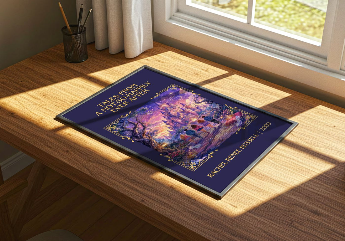 Tales from a Not-So-Happily Ever After Classic Book Art Print by Rachel Renée Russell – print on a sunlit desk
